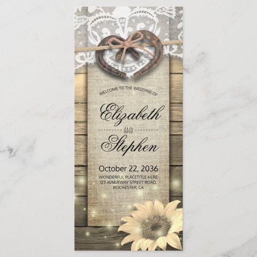 ホースシューズひまわり木の国の結婚式プログラム プログラム (正面)