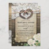 ホースシューズアジサイ素朴ウッドリハーサルディナー 招待状 (正面/裏面)