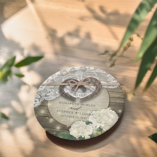 ホースシューズアジサイ花素朴ウェディングシャワー ペーパープレート