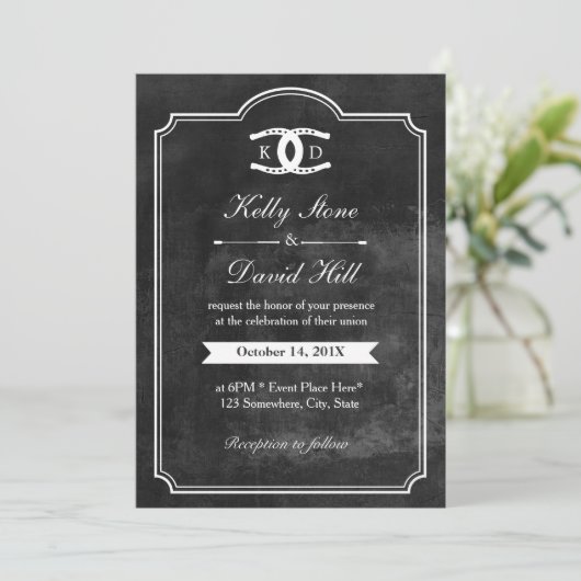 ホースシューズイニシャルウマ科のシャルボ結婚ード 招待状 (スタンド正面)