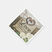 ホースシューズハートレースアジランジーウッドウェディングシャワー スタンダードカクテルナプキン (角)