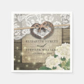 ホースシューズハートレースアジランジーウッドウェディングシャワー スタンダードカクテルナプキン (正面)