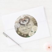 ホースシューズハートレースアジランジーウッドウェディングシャワー ラウンドシール (封筒)