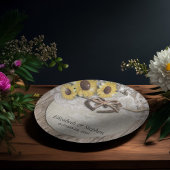 ホースシューズバーラップレースサンフラワーズウェディングシャワー ペーパープレート