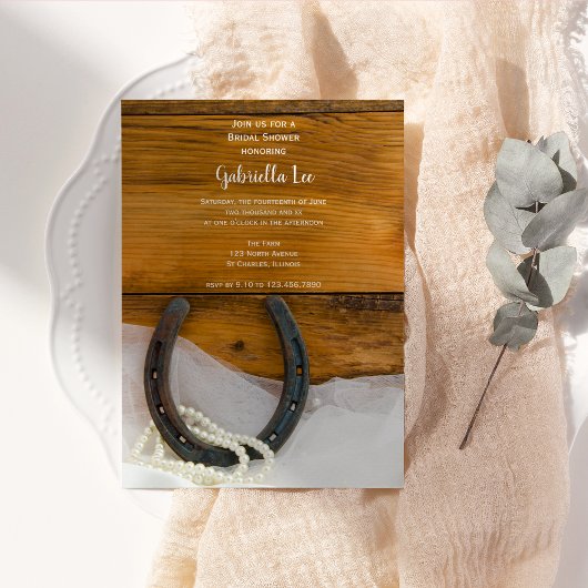 ホースシューズパールズバーンウッドウェスタンブライダルシャワー 招待状