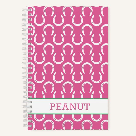 ホースシューズピンクホースネームペットバーンおもしろい ノートブック (正面)