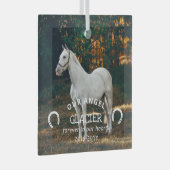 ホースシューズ私たちの天使の写真馬記念 ガラスオーナメント (正面右)