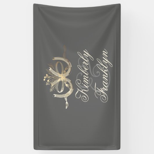 ホースシューズ素朴カントリーウェディング 横断幕 (縦)