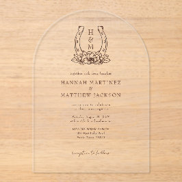 ホースシューズ&フローラクレストウェスタンカントリーウェディング アクリル招待状