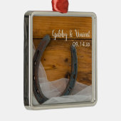 ホースシューズ&ブライダルヴェイルカントリーバ結婚ンズ メタルオーナメント (右)