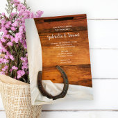 ホースシューズ&ホワイトサテンウェスタン婚約パーティ 招待状