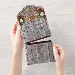 ホースシューズ&レースゲットンヒッチン結婚ズ オールインワン招待状