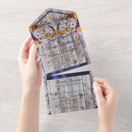 ホースシューズ&レースゲットンヒッチン結婚ズ オールインワン招待状