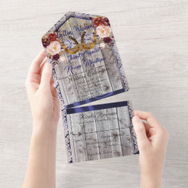 ホースシューズ、レース&ワイルドフラワーゲッチンチ オールインワン招待状