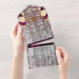 ホースシューズ、レース&ワイルドフラワーゲッチンチ オールインワン招待状