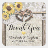 ホースシューバーラップレースひまわり結婚の花の皆様 スクエアシール (正面)