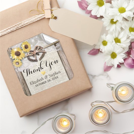 ホースシューバーラップレースひまわり結婚の花の皆様 スクエアシール