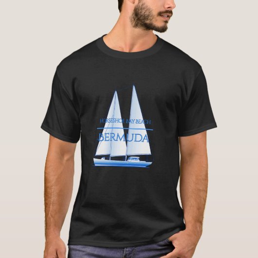 ホースシューベイ ビーチ バミューダ島 船 海事 帆船 ボート Tシャツ (正面)