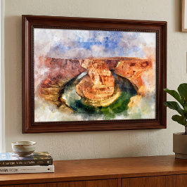 ホースシューベンドの水彩画 グランドキャニオンの風景 フォトプリント