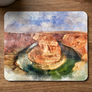ホースシューベンドの水彩画 グランドキャニオンの風景 マウスパッド