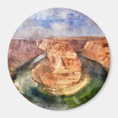 ホースシューベンドの水彩画 グランドキャニオンの風景 マグネット (正面)