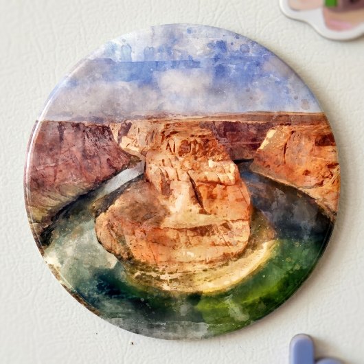 ホースシューベンドの水彩画 グランドキャニオンの風景 マグネット