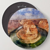 ホースシューベンドの水彩画 グランドキャニオンの風景 缶バッジ (正面&裏面)