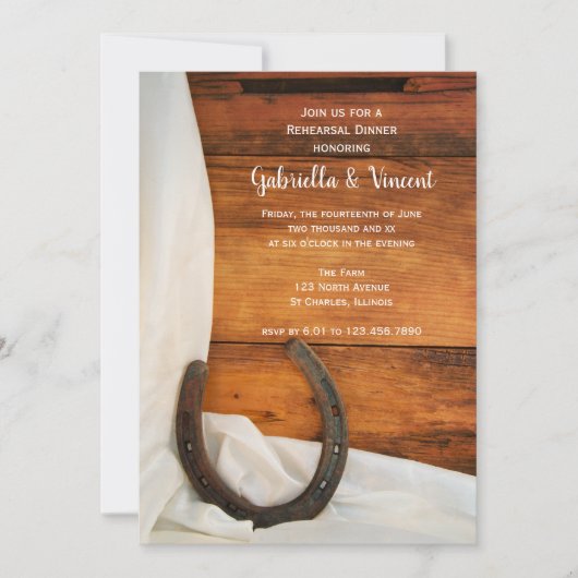 ホースシューホワイトサテンウエスタンリハーサルディナー 招待状 (正面)