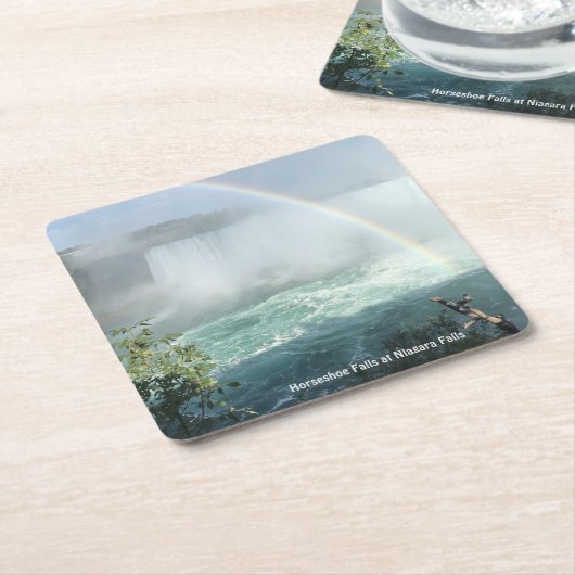 ホースシュー滝アットナイアガラ滝コースター スクエアペーパーコースター (アングル)