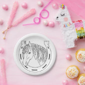 ホースシュー白黒ウェスタンウエディングパーティーホース ペーパープレート (パーティー)