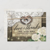 ホースシュー ハイドレンジア カントリー ウッド ウェディング サンクス ポストカード (正面/裏面)