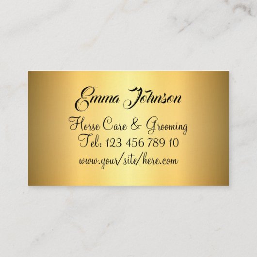 ホースショイング金ゴールドブラックビジネスカード 名刺 (裏面)