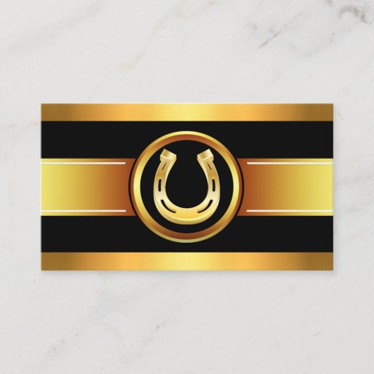 ホースショイング金ゴールドブラックビジネスカード 名刺 (正面)