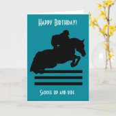 ホースショーハンタージャンパーシルエット誕生日 カード (黄色い花)