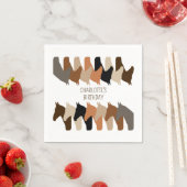 ホースシルエットパーソナライズされた誕生日 スタンダードカクテルナプキン (インサイチュ)