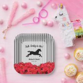 ホースシルエットレッドローズダービーパーティー ペーパープレート (パーティー)