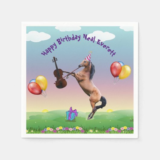 ホースズ遊ザヴァイオリン誕生日 スタンダードカクテルナプキン (正面)