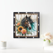 ホースターコイズマネフローラ スクエア壁時計 (ホーム)