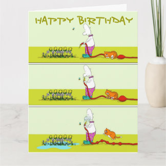 ホースダウン、ガーデニおもしろいング・ファット・キャット&ダンカン・カード カード