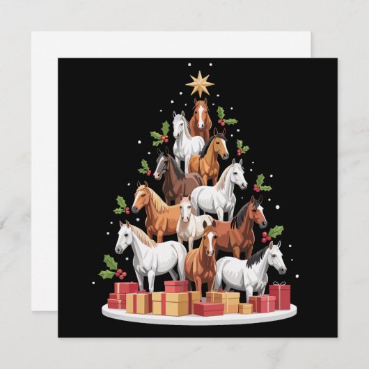 ホースツリークリスマスウマクリスマスギフト シーズンカード (正面/裏面)
