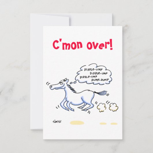 ホーステーマテキサス州BBQパーティーユーモアのある招待状 招待状 (正面)