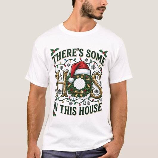 ホースハウスのクリスマスリースサンタ帽子ライト Tシャツ (正面)