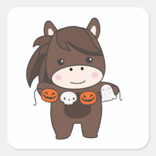 ホースハッピーハローウィンカボチャこうもりコスチュームS スクエアシール
