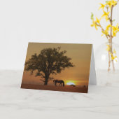 ホースハッピーバースデーオークツリーと美しい日 カード (黄色い花)