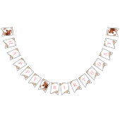 ホースハッピーバースデーガールピンクフローラサドルポニー バンティングフラッグ (全)