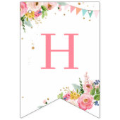 ホースハッピーバースデーガールピンクフローラサドルポニー バンティングフラッグ (第2の旗)