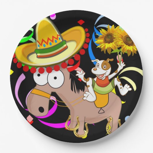 ホースハッピーバースデー紙プレート ペーパープレート (正面)