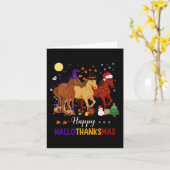 ホースハロウィンサンクスギビングクリスマスハッピーハロー カード (黄色い花)