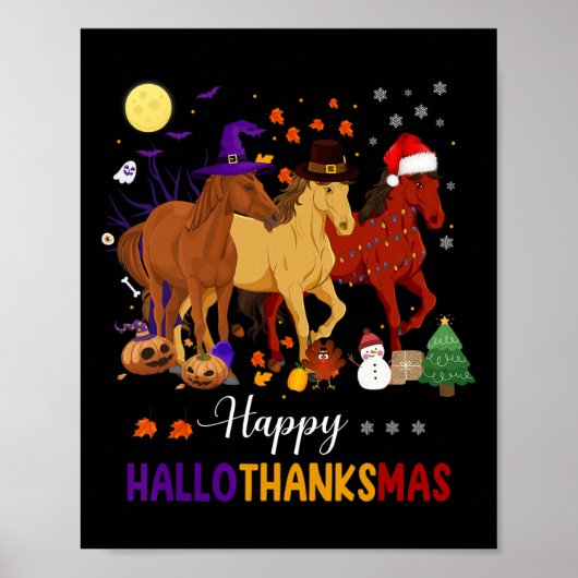 ホースハロウィンサンクスギビングクリスマスハッピーハロー ポスター (正面)