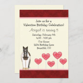 ホースバレンタイン誕生日招待状forガールズ 招待状 (正面/裏面)